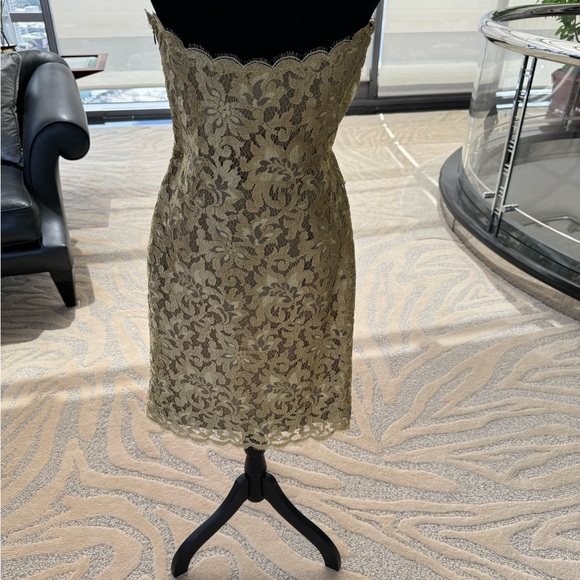 Vintage Carolyne Roehm Gold Lace Dress with Sheer Gold Robe - Picture 5 of 8